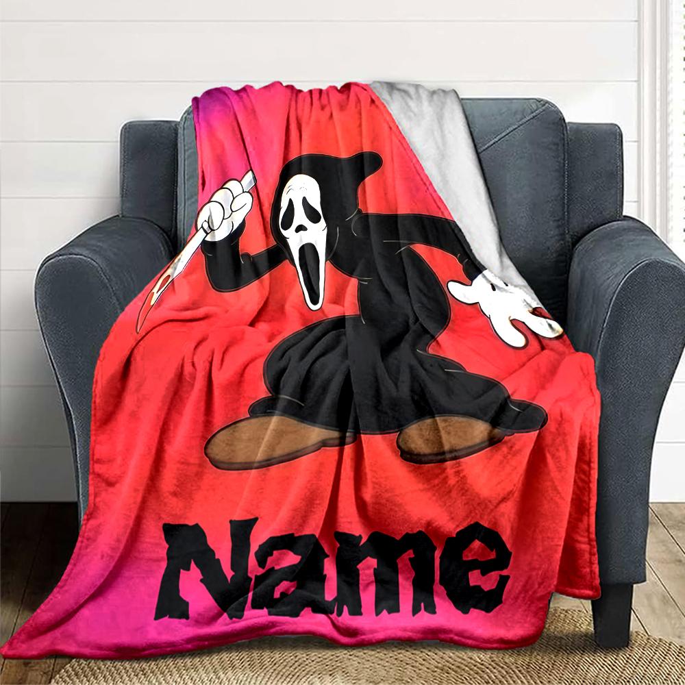 Custom Name Grim Reaper Humor Party Blanket For Couch Bed Plush Cozy Fuzzy Blanket Super Soft Warm Blankets For Fall And Winter 0916130