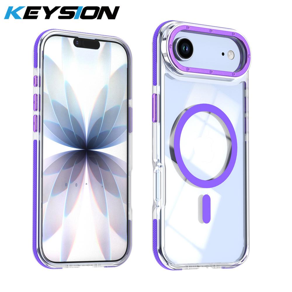 KEYSION HD Transparent Magnetic Case for MagSafe for iPhone 17 Pro Max Wireless Charging Shockproof Phone Cover for iPhone17 Air
