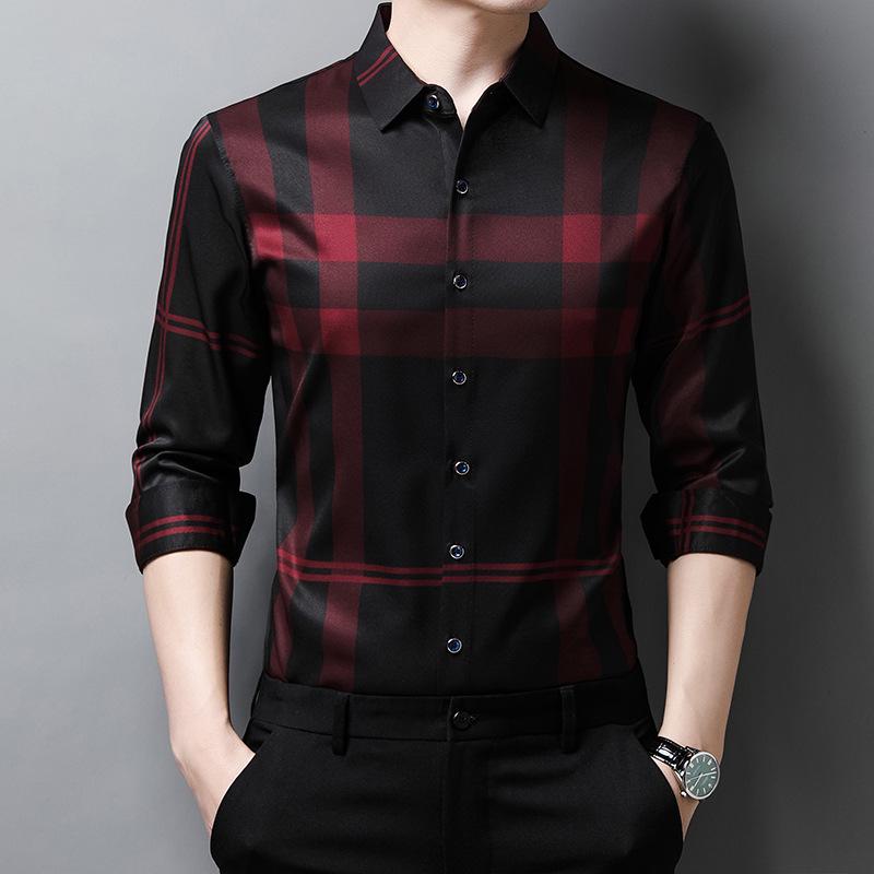 

2023 Men s Casual Striped Long Sleeve Shirt - Spring/Autumn Fashion for All Ages XL/175 красный
