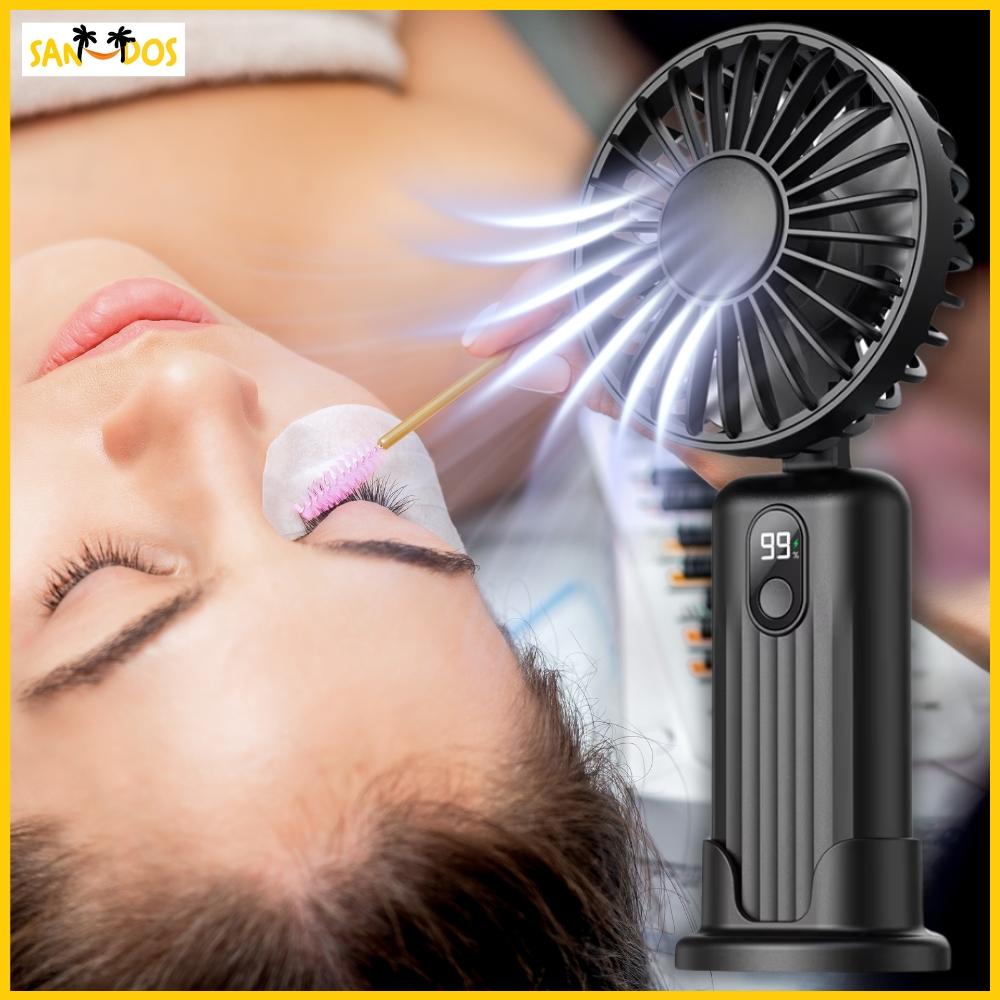 Mini fan portable fan stand handheld black matt