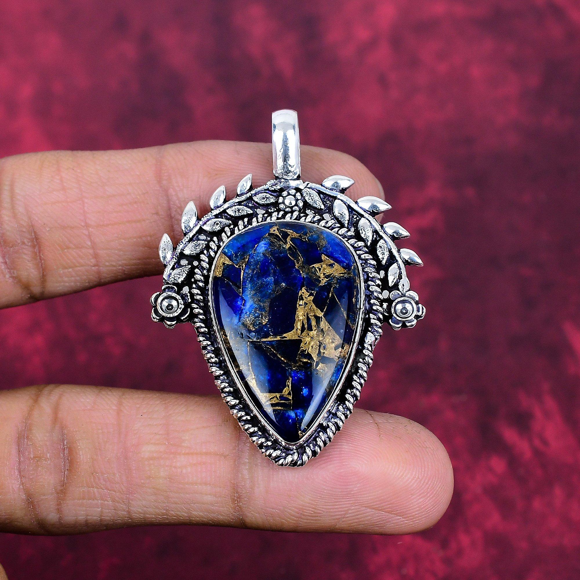 

Copper Sodalite Jewelry, 925 Solid Sterling Silver Pendant Handmade Gemstone Jewelry, Gifts For Wife Brand New Pendant 1.77 Inches