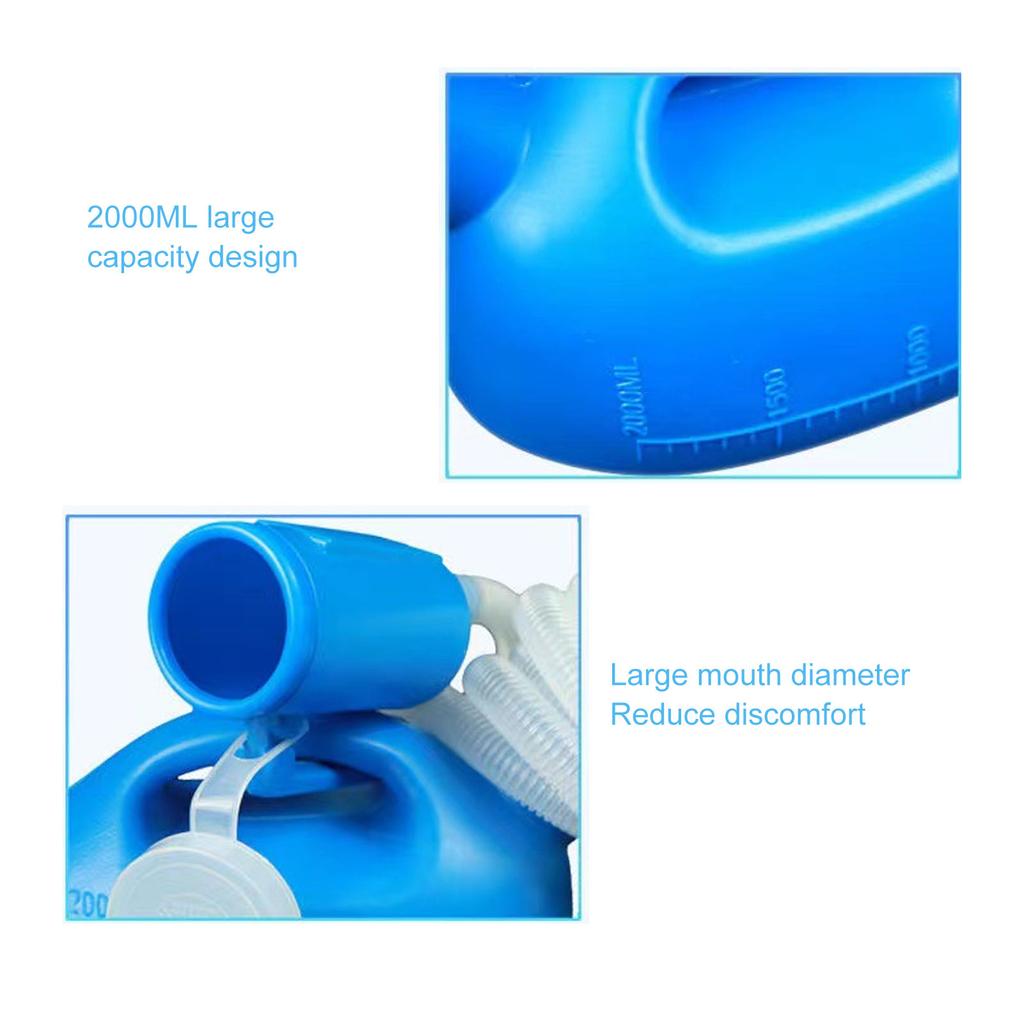 Male Urine Bottle Spill Proof Reusable 2000ML Thicken Long Tube Portable Urinal with Lid for Elderly Patient