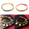 Hand Woven Peach Flower Bracelet Good Luck Charm Bangle Cotton Thread Handchain Traditional Craftsmanship Wristchain