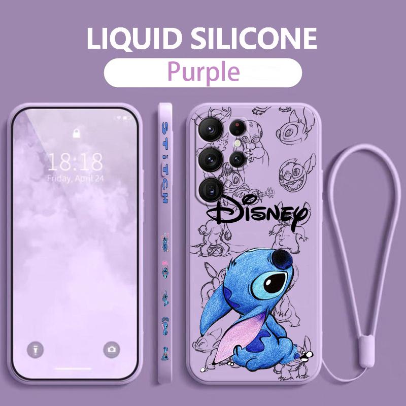 

Disney Lilo & Stitch Angel For Samsung Galaxy S24 S23 S22 S21 S20 FE S10 Ultra Plus Lite 5G Liquid Left Rope Cover Phone Case Samsung S20 Ultra 5G