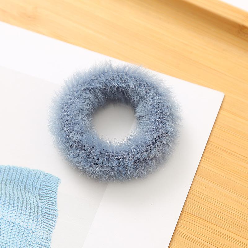 2 Pcs New Colorful Fluffy Hair Band for Women Girls Ponytail Holder Hair Tie Plush Scrunchie Rubber Band Fashion Hair Accessories