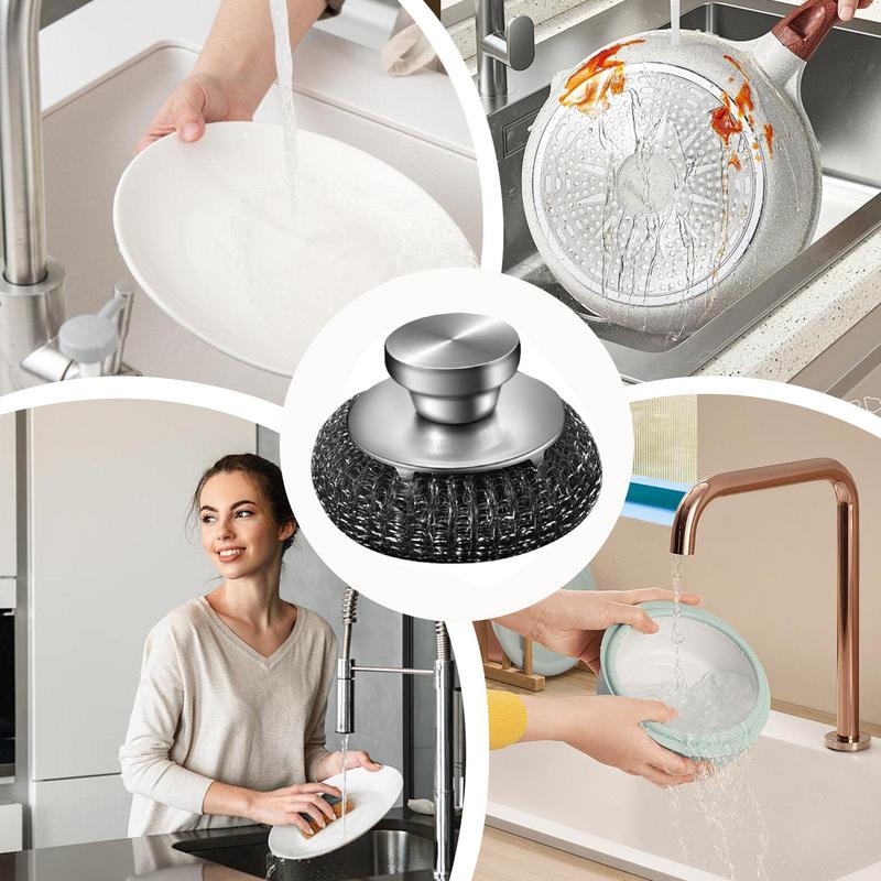Stainless Steel Scrubber Stainless Steel Cleaning Brush Scrubber Stainless Steel Steel Wool Brush For Iron Pots Barbecue Grills