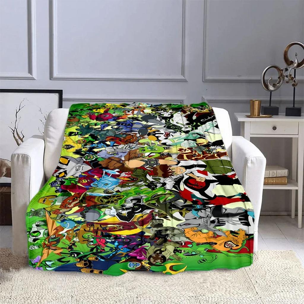 Cartoon B-Ben 10 Hero Anime Blanket Children's Blanket High Quality Flannel Blanket Soft Comfortable Home Travel Blankets