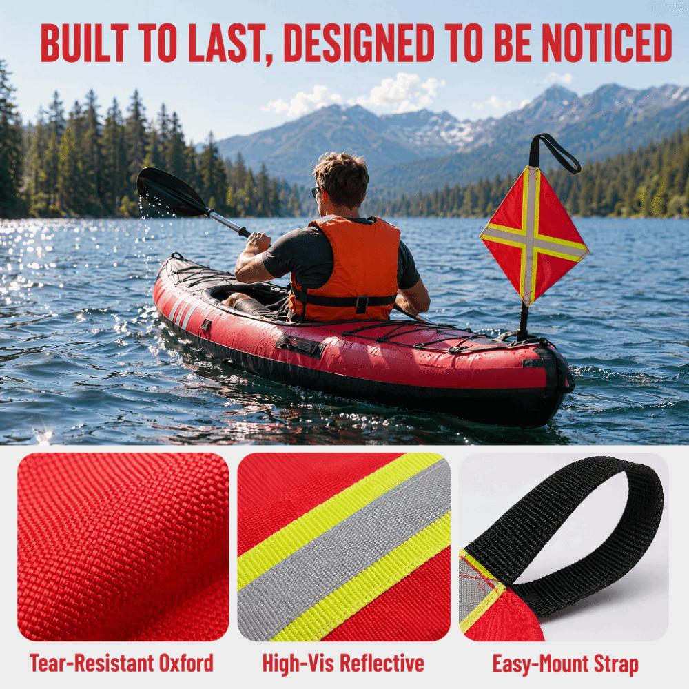 Red Safety Travel Flag Oxford Fabric Reflective Safety Flag Kayak Safety Flag Off-Road Loading