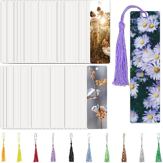 50 Pcs Sublimation Bookmarks Double Sided, 6  x 1.5  Sublimation Bookmark Blank Bulk Plastic Sublimation Blanks DIY Bookmarks with Hole and Colorful