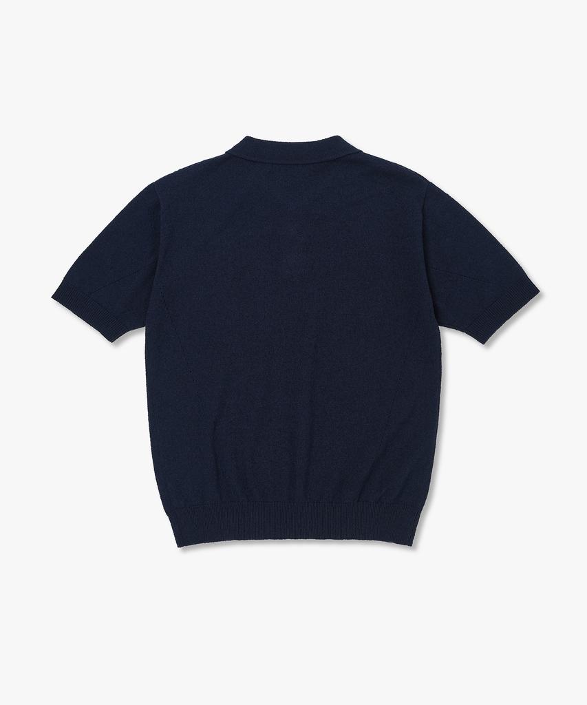 PLAC Basic Short Collar Knit Short Sleeve Navy