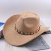 Western Cowboy Style Tibetan Bull Head Accessories Fashion Top Hat Autumn/Winter New Collection Deer Skin Velvet Large Edge Riding Hat