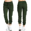 Women's Drawstring Elastic Waist Cargo Joggers Straight Leg Casual Trousers
