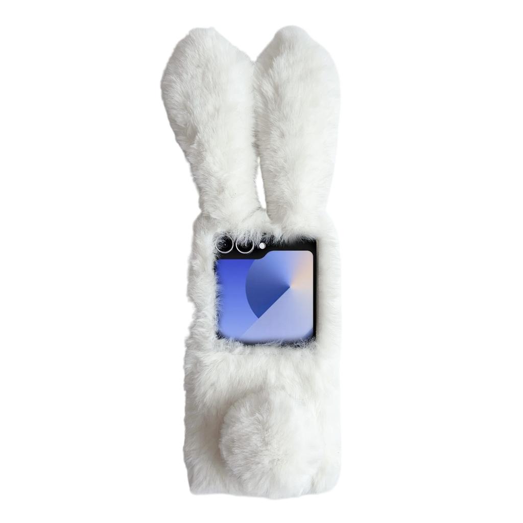 Für Samsung Galaxy Z Flip7 5G Hülle Hasenohren Winter Plüsch Hart PC Handyhülle