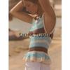 Summer New Product Women's Clothes Fashion Style Laminated Decoration Stripes round Neck Sleeveless Knitting Tops 2142099