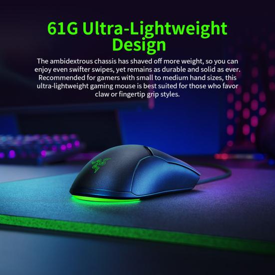 for Razer Viper SPEEDFLEX Cable Chroma Wired Mouse RGB Lightweight 8500DPI Optical Sensor