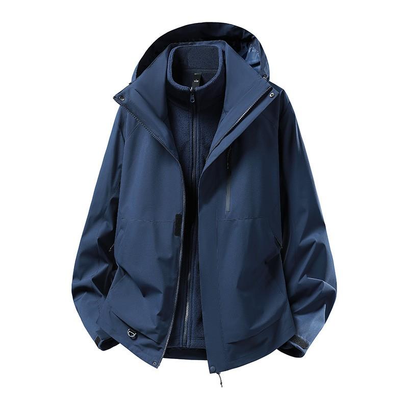 Men Women 3-in-1 Waterproof Windproof Hiking Jacket With Removable Fleece Liner Camping Fishing Mountaineering Winter