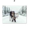Vinter Snø Skog Fjell Furutre Elg Hjort Veggkunst Lerretsmaleri Plakater og utskrifter Veggbilder til stuedekor