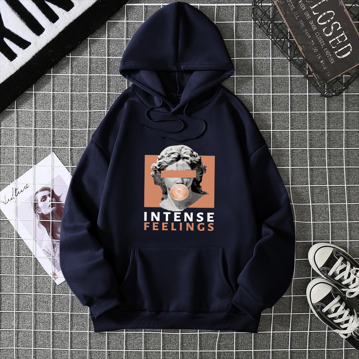 Осенняя и зимняя толстовка новая повседневная толстовка 7026 3XL тёмно-синий 1290₽