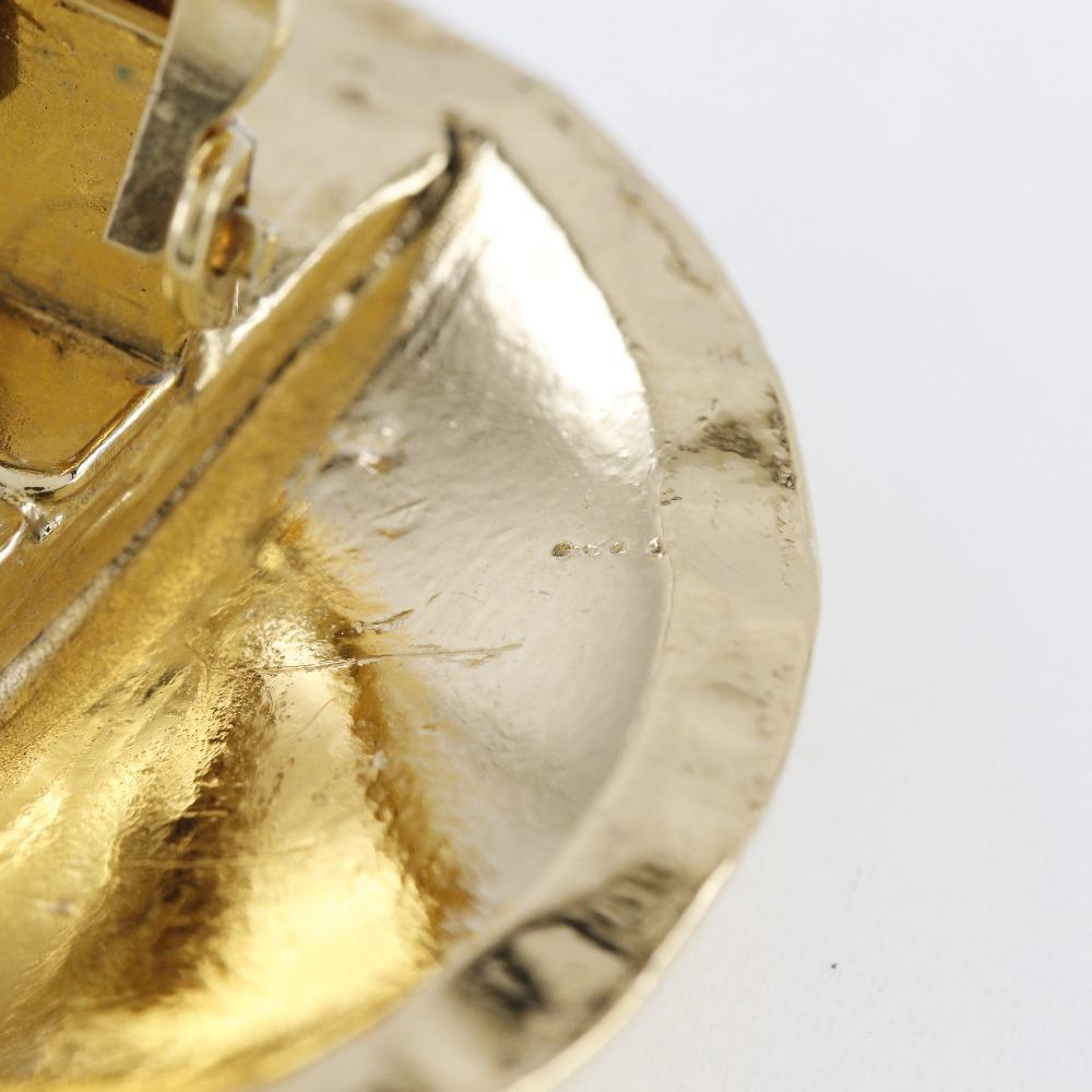 CHANEL COCO Mark Earring Matelasse Plated Gold 37.5g Women Used