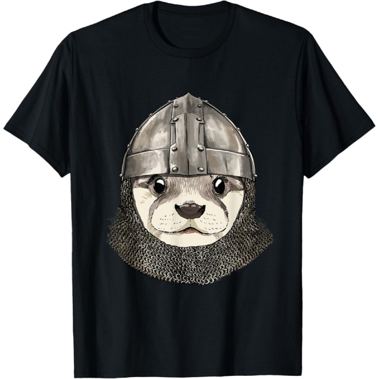 Otter Renaissance Medieval Knight Shirt Animal Otter Lover T-Shirt S