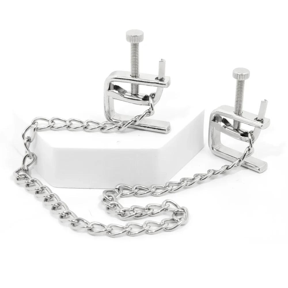 Adjustable Metal Chain Nipple Clamps  Extreme Fetish Slave Nipple Clip Sex Goods For Adult Sex Games Tools Erotic Products