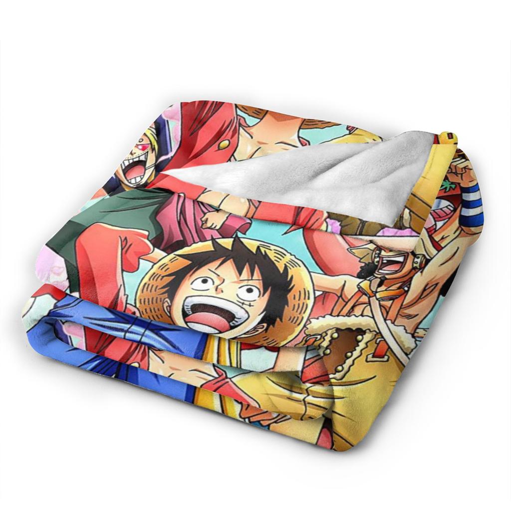 Japanese Anime Blanket Fleece Spring Autumn Luffy Anime Multifunction Lightweight Thin Throw Blanket for Bed Travel Bedspreads