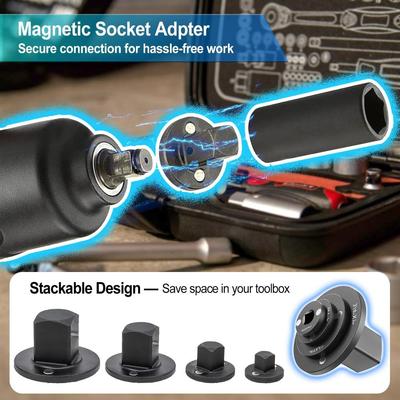 4pcs 4PCS Set Low Profile Impact Socket Adapter Set Heavy Duty Corrosion Resistant Wrench Adapter Set Heat Treated