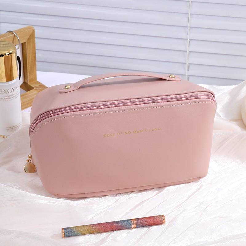 PU Leather Pillow Makeup Bag - Portable, Large Capacity Skincare Storage for Influencers