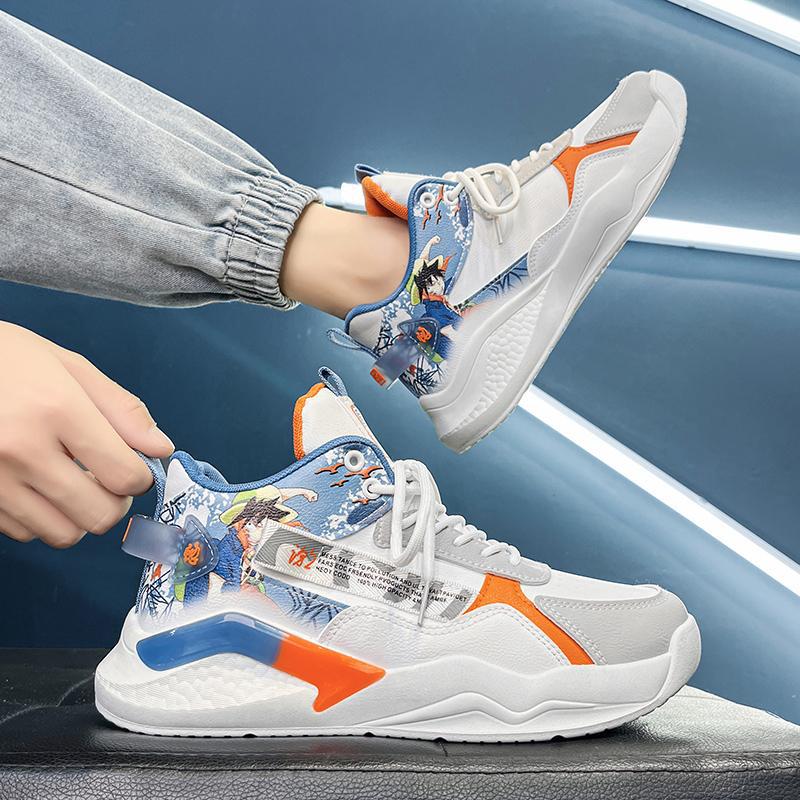 

Men s shoes men s spring and autumn single shoes youth basketball shoes foreign trade sports and leisure dad shoes 44 білий
