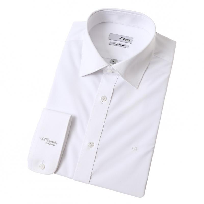 S.T. Dupont Slim Fit Stretch Long Sleeve White Shirt Se5fm22ls921swh