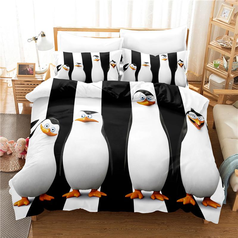 South Pole Cute Penguin Duvet Cover Sets3D PrintCartoon SeriesChildren's Bedroom Bedding Set100% High Quality FullTwin
