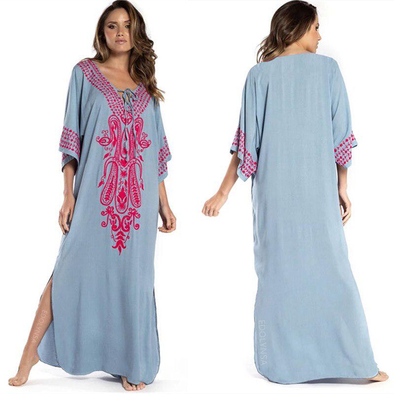 embroidered beach kaftan