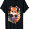 Otaku Anime Red Panda Eat Ramen Noodles Cherry Blossom T-Shirt(47)