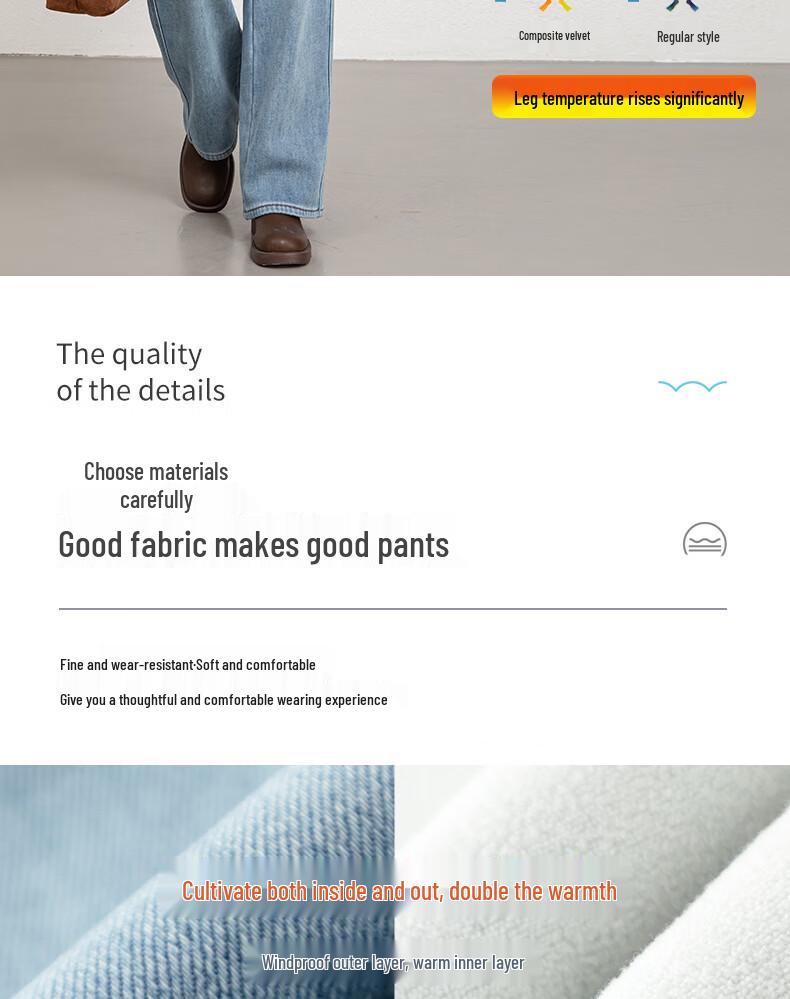 VanZhen Women's Winter Fleece-Lined High-Waist Wide-Leg Jeans