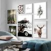 Winter Schnee Wald Hirsch Eule Sonnenlicht Landschaft Malerei Nordic Morgen Landschaft Leinwand Poster Drucken Kunst Wand Bilder Wohnkultur