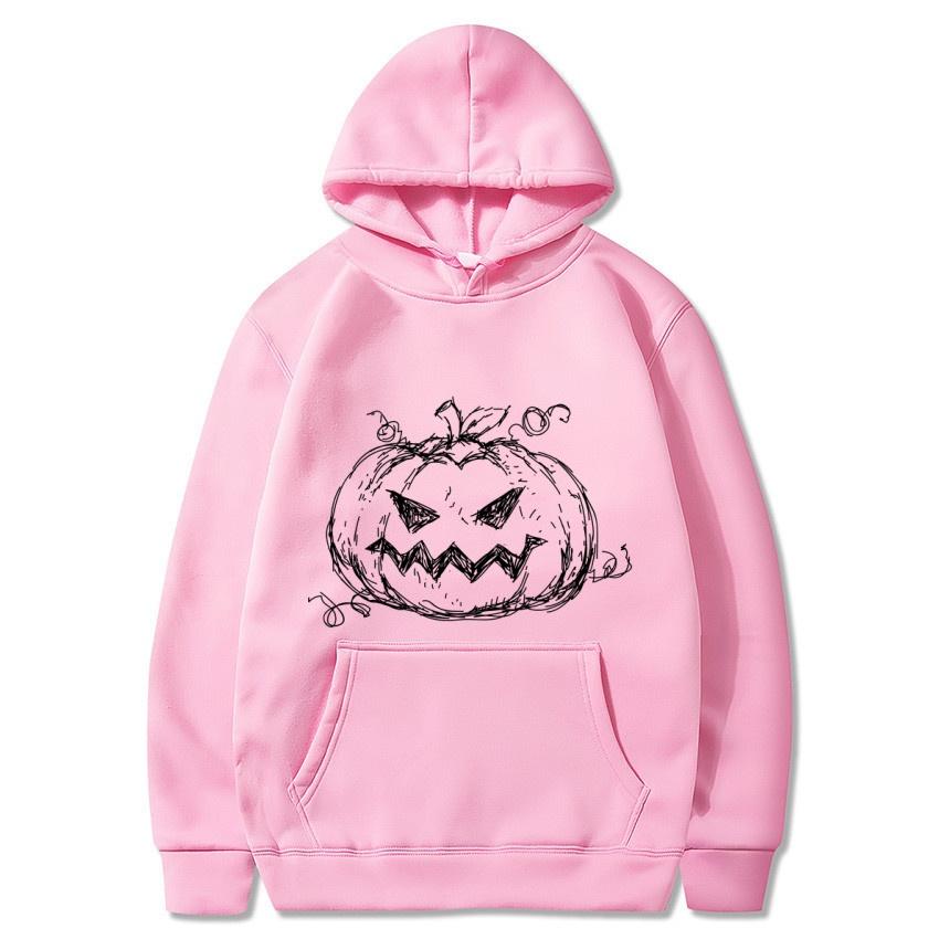 Halloween Autumn Winter Big Pumpkin Printed Hoodie Men's Fashion Warm Sweatshirt Casual Street Wear Warm Hoodie Gift
