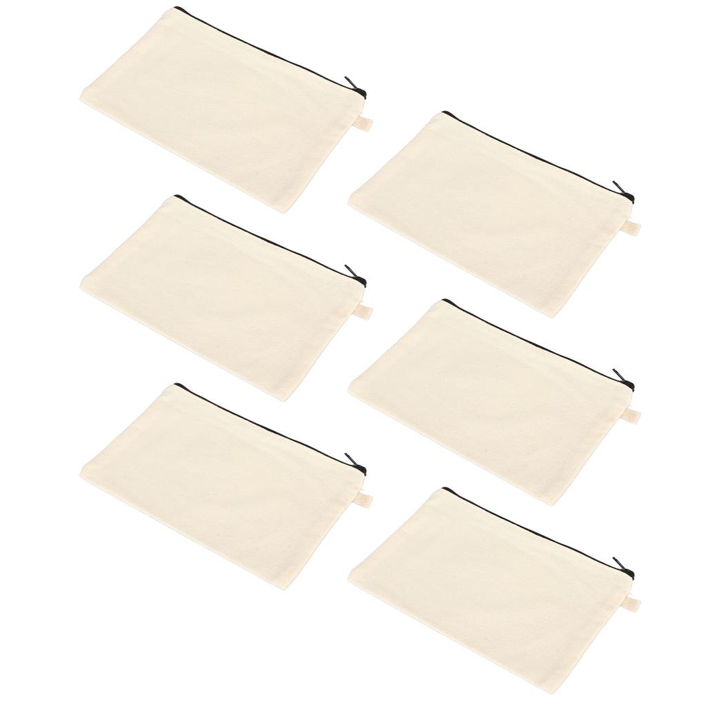 10PCS Canvas Cosmetic Bag with Black Lanyard Portable Multipurpose Blank DIY Craft Bag for Travel