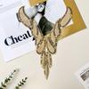 Gold Handmade Beads V-Neck Fake Collar Patch Clothing Dress Performance Clothing Decorative Front Collar Cloth Sticker Accessories