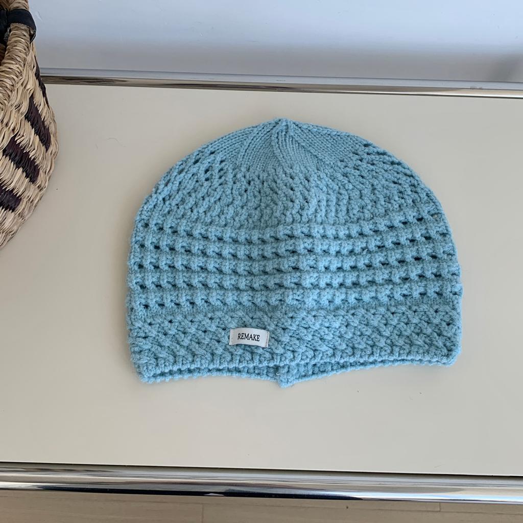 Hollow Knit Beanie Women'S Winter Oversized Head Warm Hat, Breathable & Stretchy, Face Slimming Fashion Casual Baggy Cap New