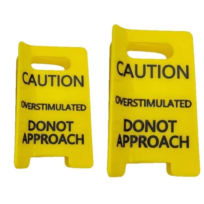 2PC Popular Caution Sign Hair Claw Clip Overstimulated Design Ponytail Holder for Thick Curly Fine Hair with Strong Grip