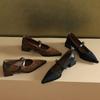 Vintage Block Heel Mary Jane Fall/Winter Leopard Women's Singles