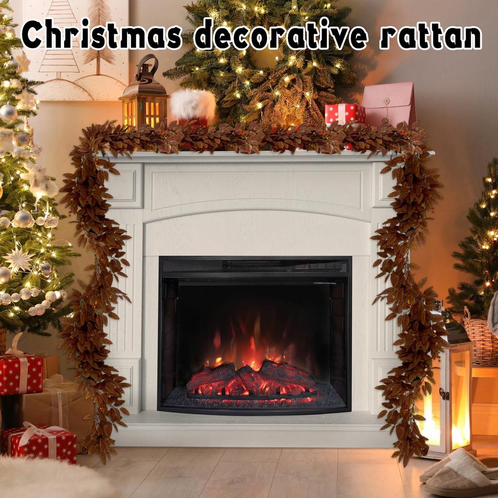 Vánoční ratan, šifrovaná vánoční dekorace Ratan, dveřní ratanová dekorace na dveře, 9 stop 50 světel