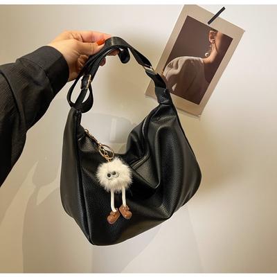 Popular Bag Women's New Soft Wide Shoulder Strap Messenger Bag Textured Shoulder Tote Bag