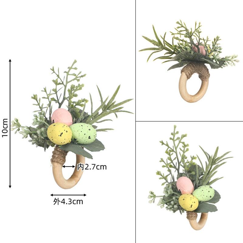 WTEMPO Easter Creative Napkin Rings Handmade Rabbit Wooden Rings Napkin Buckles Easter Egg Table Decoration Napkin Rings