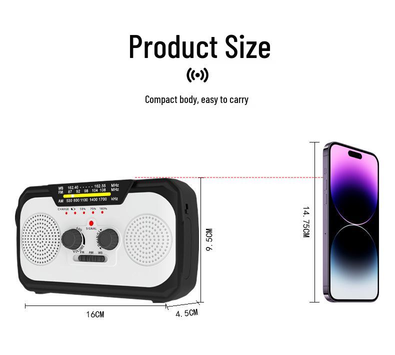Solar Hand-Crank Emergency Radio with SOS Alarm for Outdoor Use