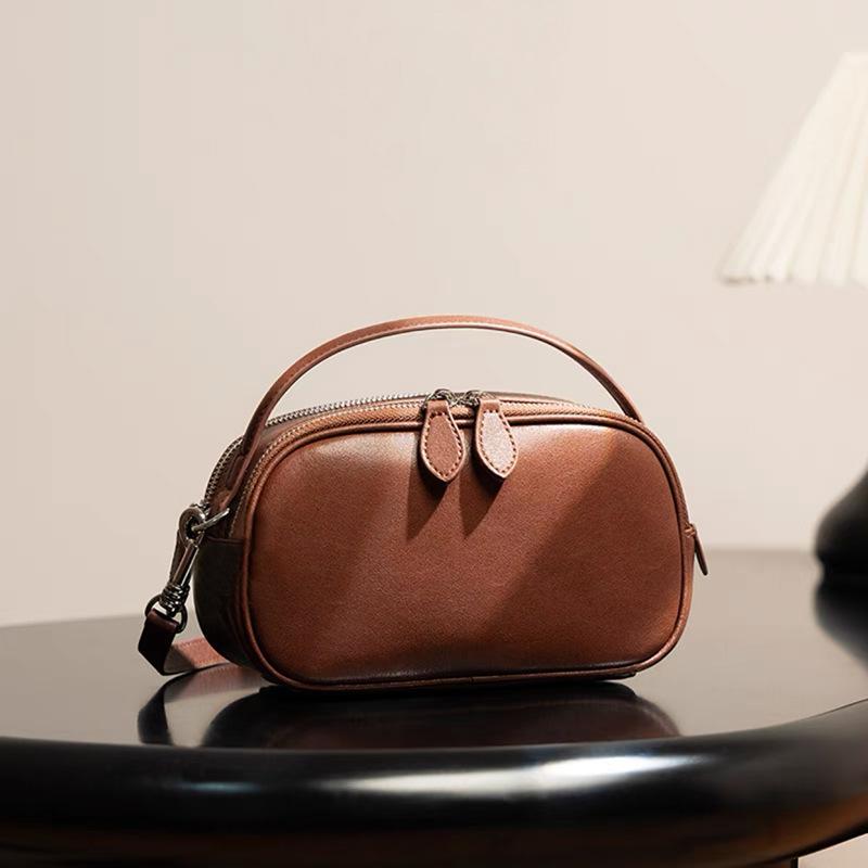 Leather bag women's 2025 spring and summer new camera bag fashion versatile messenger bag portable casual women's shoulder bag