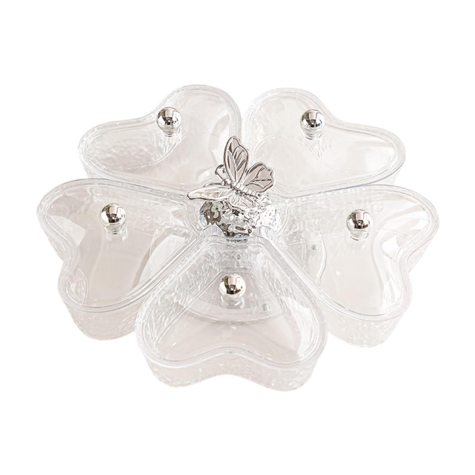 

Divided Serving Tray Rotating Multifunctional 5 Compartment Rotating Snack Plate for Sweets Chocolates Cookies Home Camping чистий