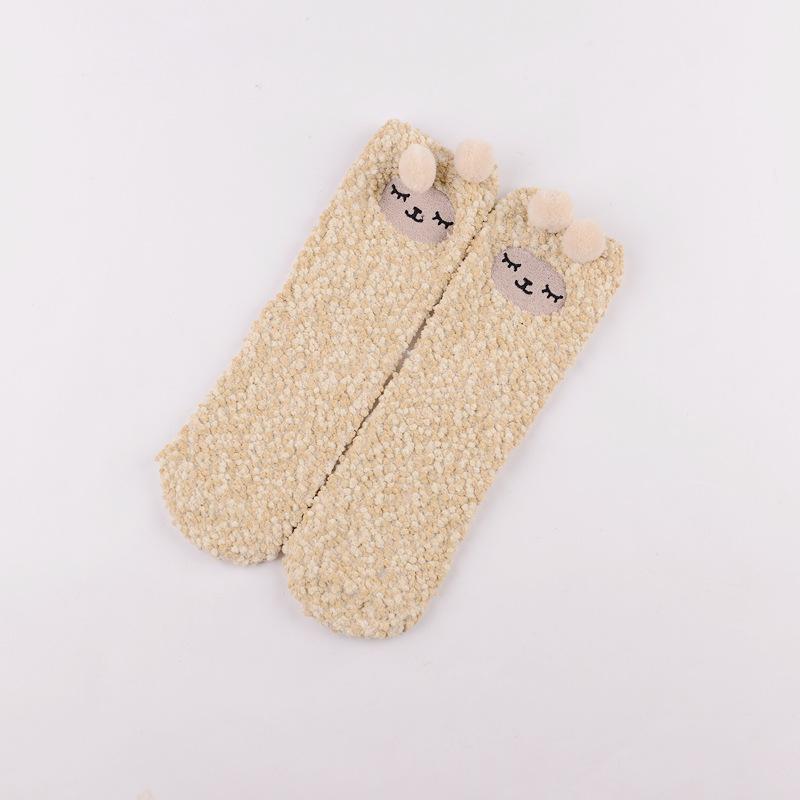 Winter Explosion Coral Fleece Women'S Socks Three-Dimensional Cartoon Terry Socks, Thickened Christmas Socks, Japanese Floor Socks
