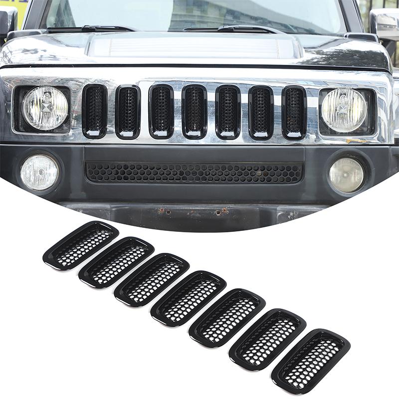 Für Hummer H3 2005-2009 ABS Schwarz/Rot Auto Frontgrill Insektenschutz Schutzabdeckung Dekoration Modifikationszubehör