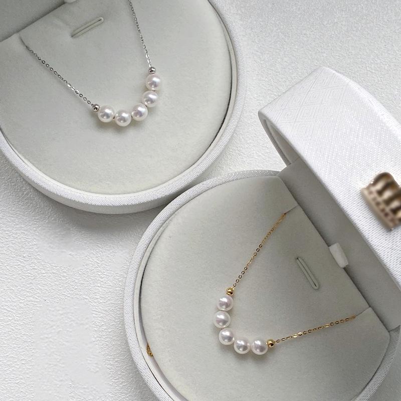 

Classic Freshwater Pearl Smile Necklace - S925 Silver, 5-6mm Near-Round, Flawless Pearl Choker Jewelry Gold S925 (2 positioning beads)